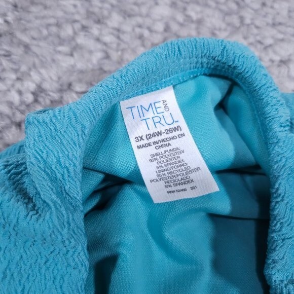 Time and Tru Women's Swim Bottom Ruffle Blue Green Teal Textured Size 3X 24W 26W - Picture 4 of 7